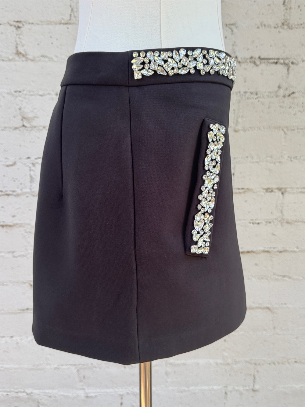 H&M Edition Rhinestone-Embellished Mini Skirt Black Size 6 - Picture 6 of 14